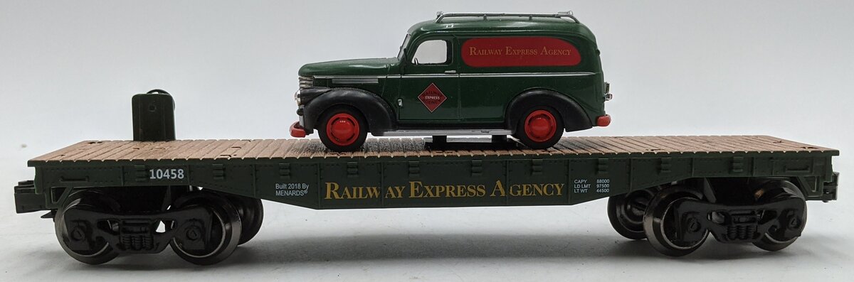 Menards 279-4516 O Railway Express Flatcar with Panel Truck LN