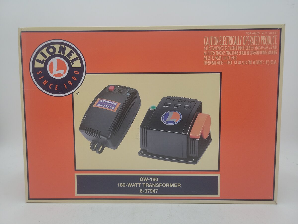 Lionel 6-37947 O Gauge GW-180 180 Watt Transformer MT/Box
