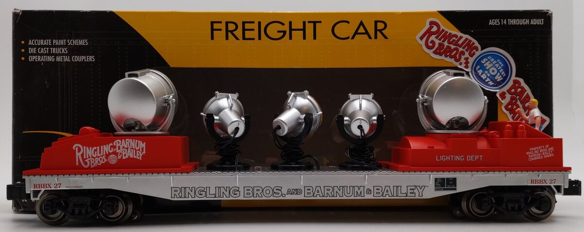 K-Line 6-22244 O Gauge Ringling Bros Operating Searchlight Car w/ 3 Spotlights LN/Box