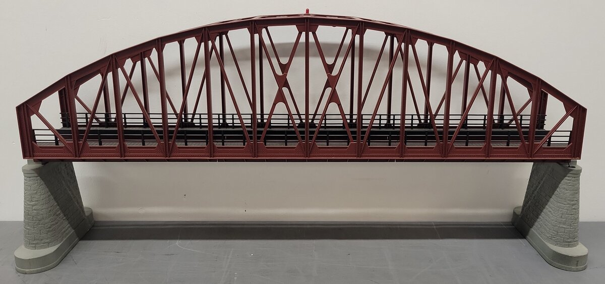 MTH 40-1031 O Gauge 30 Inch Rust Colored Steel Arch Bridge w/ Piers EX