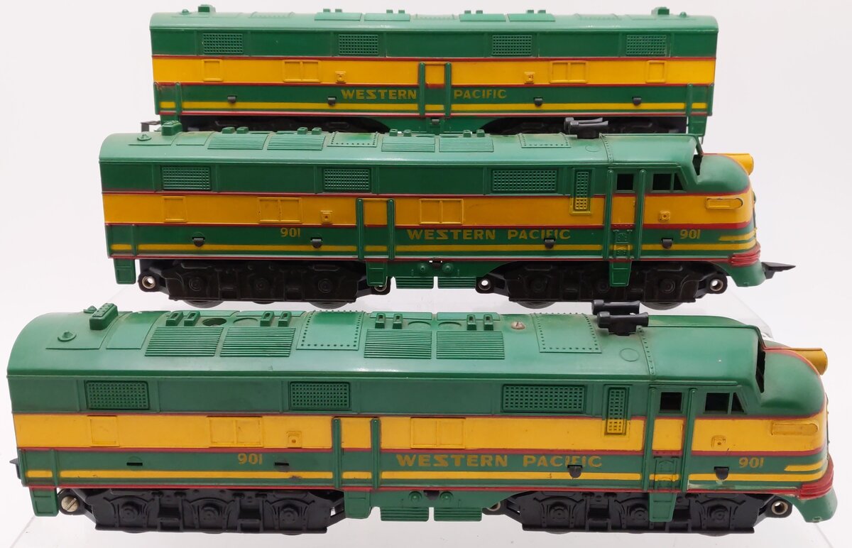 Marx 901 Vintage O Gauge Western Pacific F3 ABA Diesel Locomotive Set VG