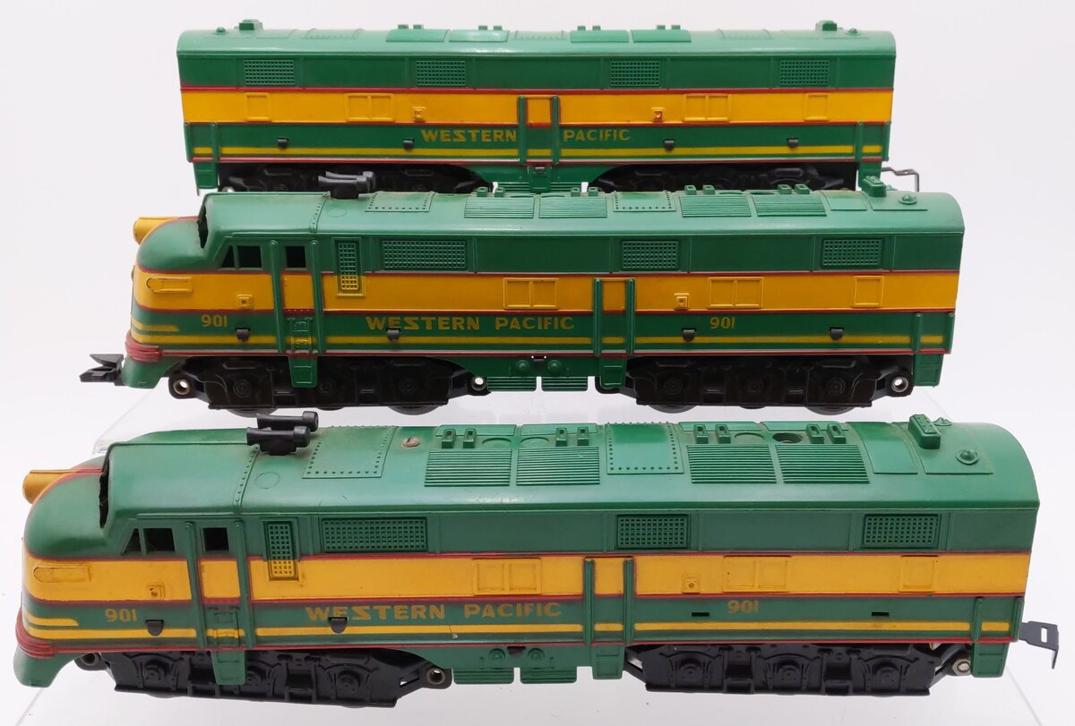Marx 901 Vintage O Gauge Western Pacific F3 ABA Diesel Locomotive Set VG