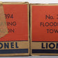Lionel O Gauge Vintage Floodlight Tower and Rotating Beacon: 394 & 395 VG/Box