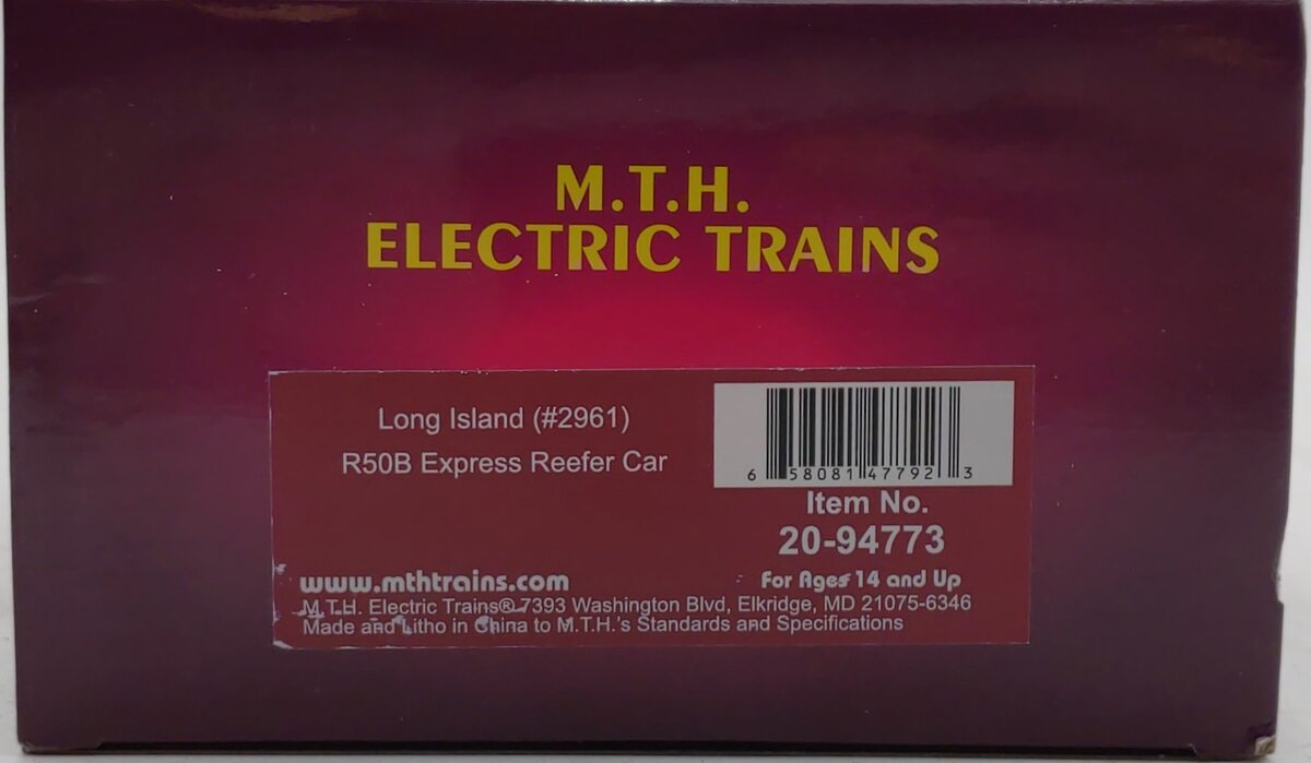MTH 20-94773 O Gauge Long Island R50B Express Reefer Car #29611 LN/Box