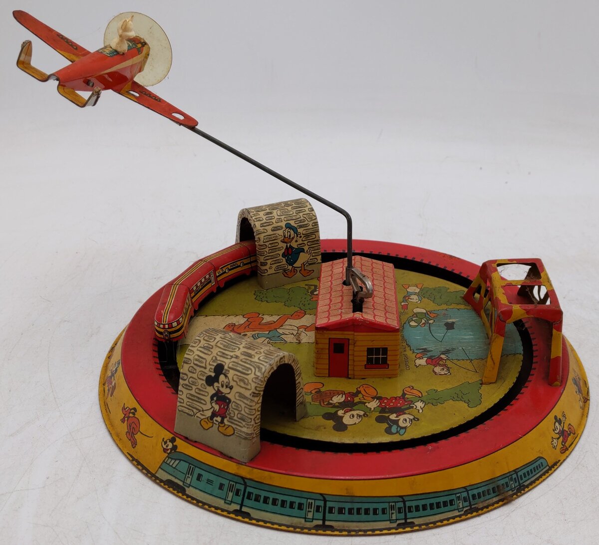 Marx Vintage Aluminum Mickey Mouse Express Windup Train Toy VG