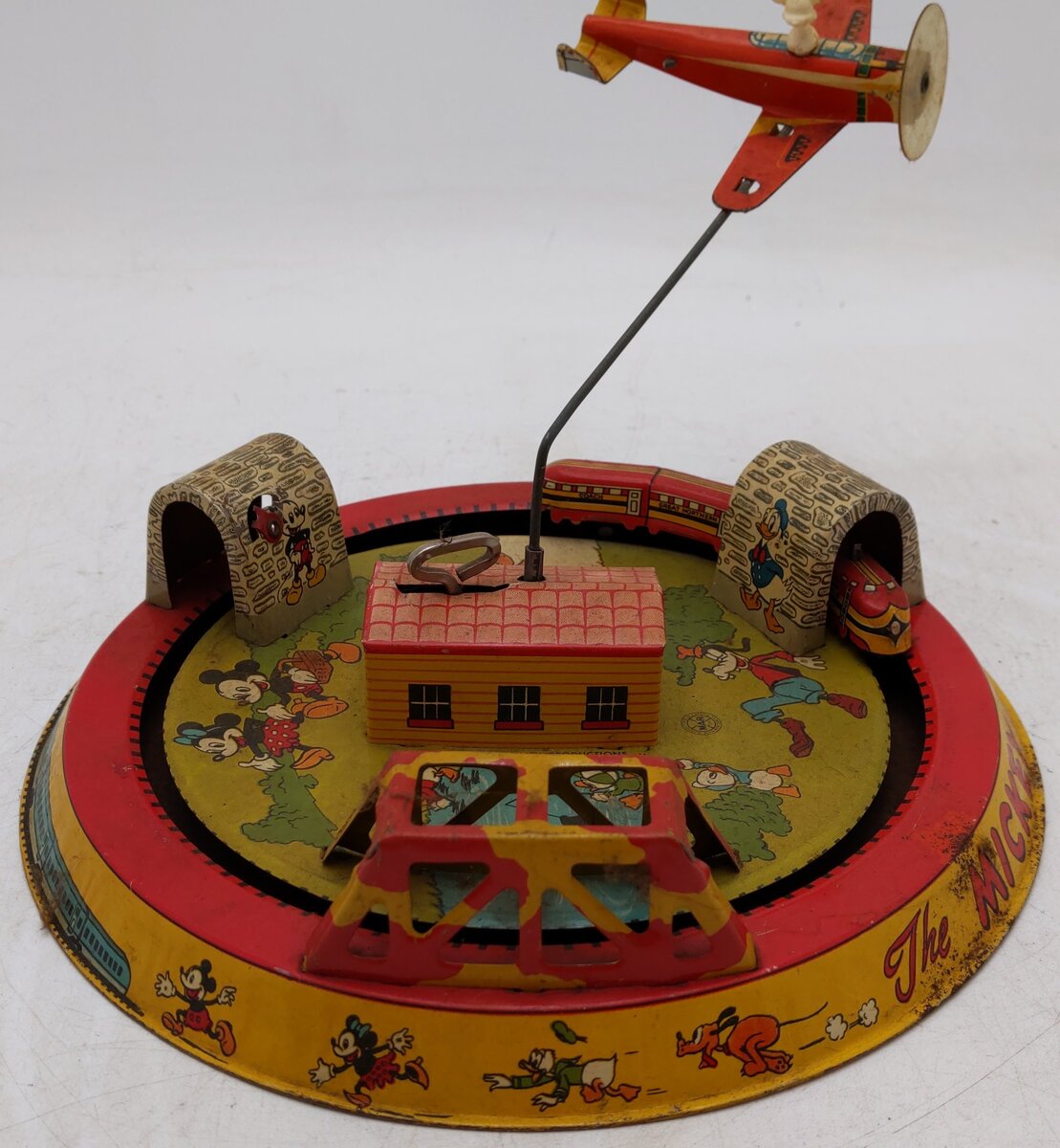 Marx Vintage Aluminum Mickey Mouse Express Windup Train Toy VG