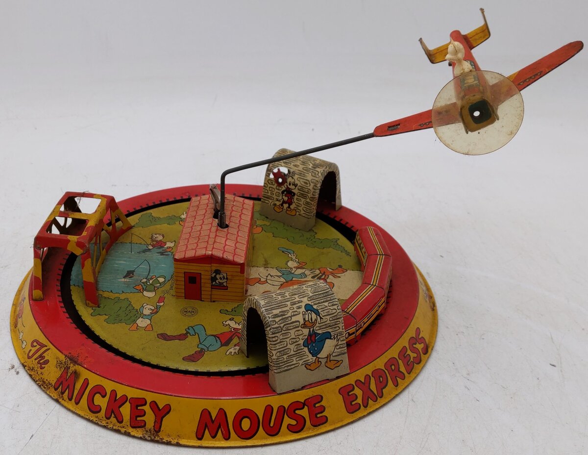 Marx Vintage Aluminum Mickey Mouse Express Windup Train Toy VG