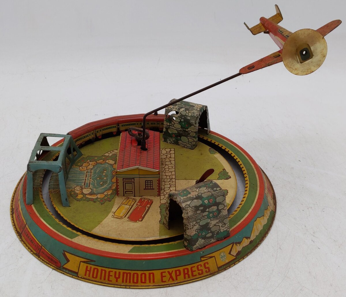 Marx Vintage Aluminum Honeymoon Express Windup Train Toy VG