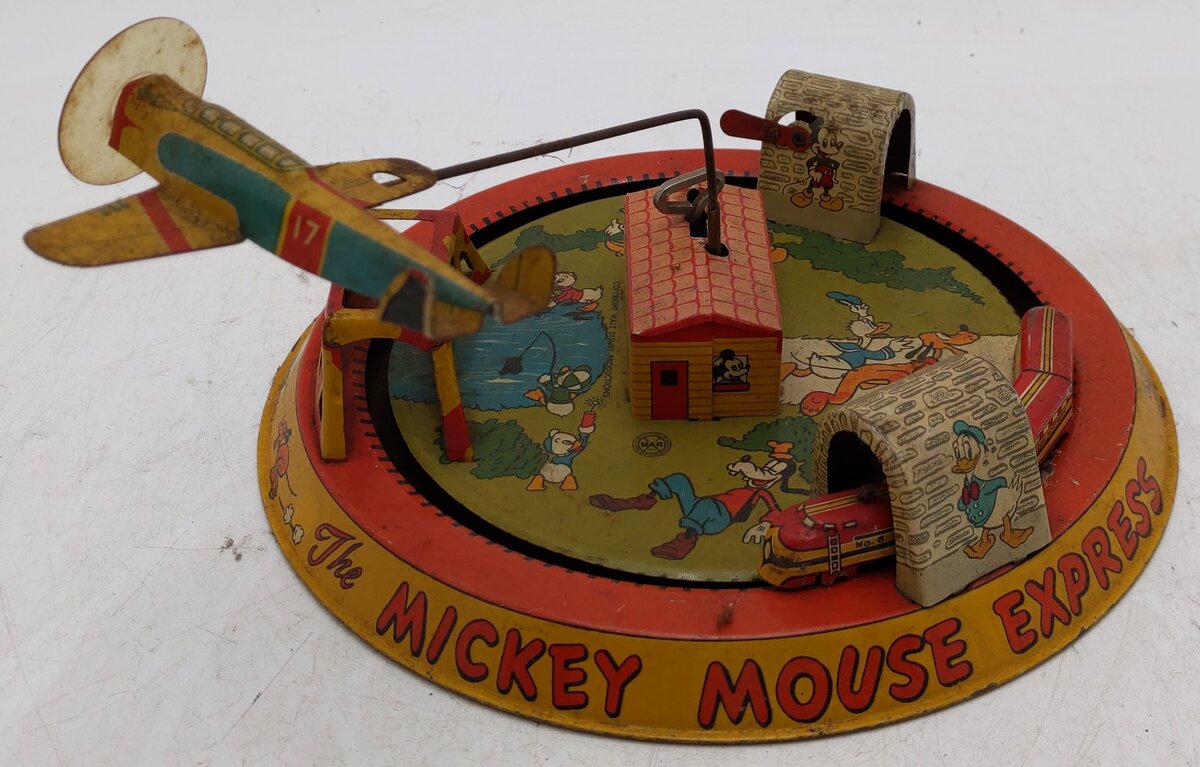Marx Vintage Aluminum Windup Micky Mouse Express Train Toy VG