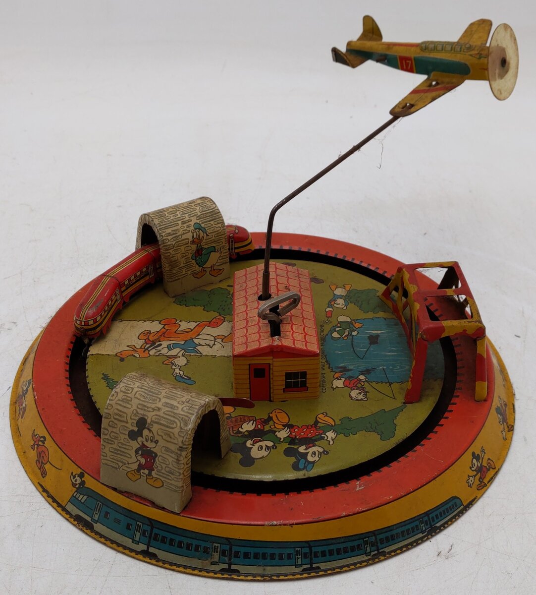 Marx Vintage Aluminum Windup Micky Mouse Express Train Toy VG