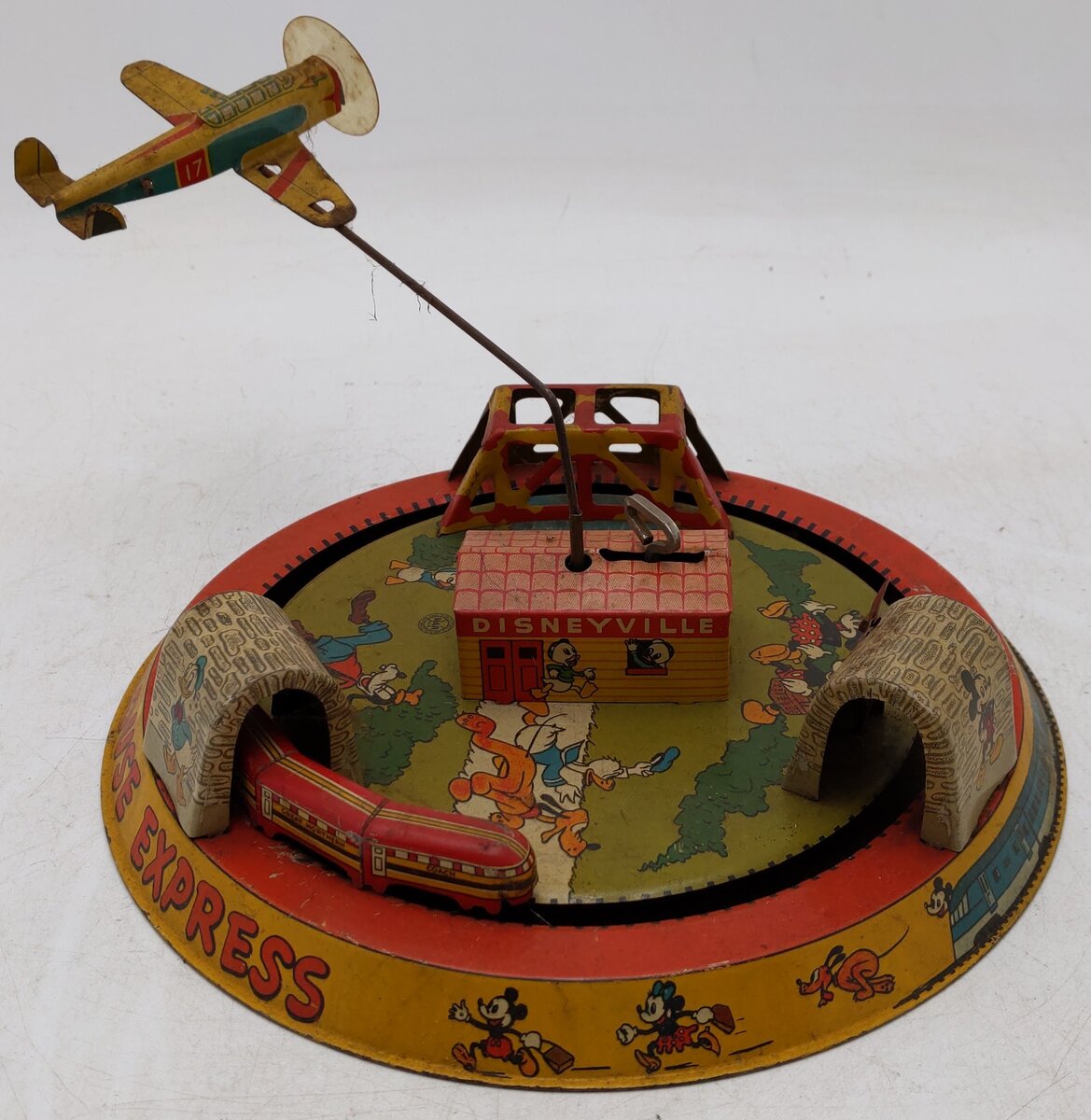Marx Vintage Aluminum Windup Micky Mouse Express Train Toy VG