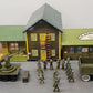 Marx Vintage O U.S. Army Tinplate Buildings w/Plastic Trucks & Soldiers [6] VG