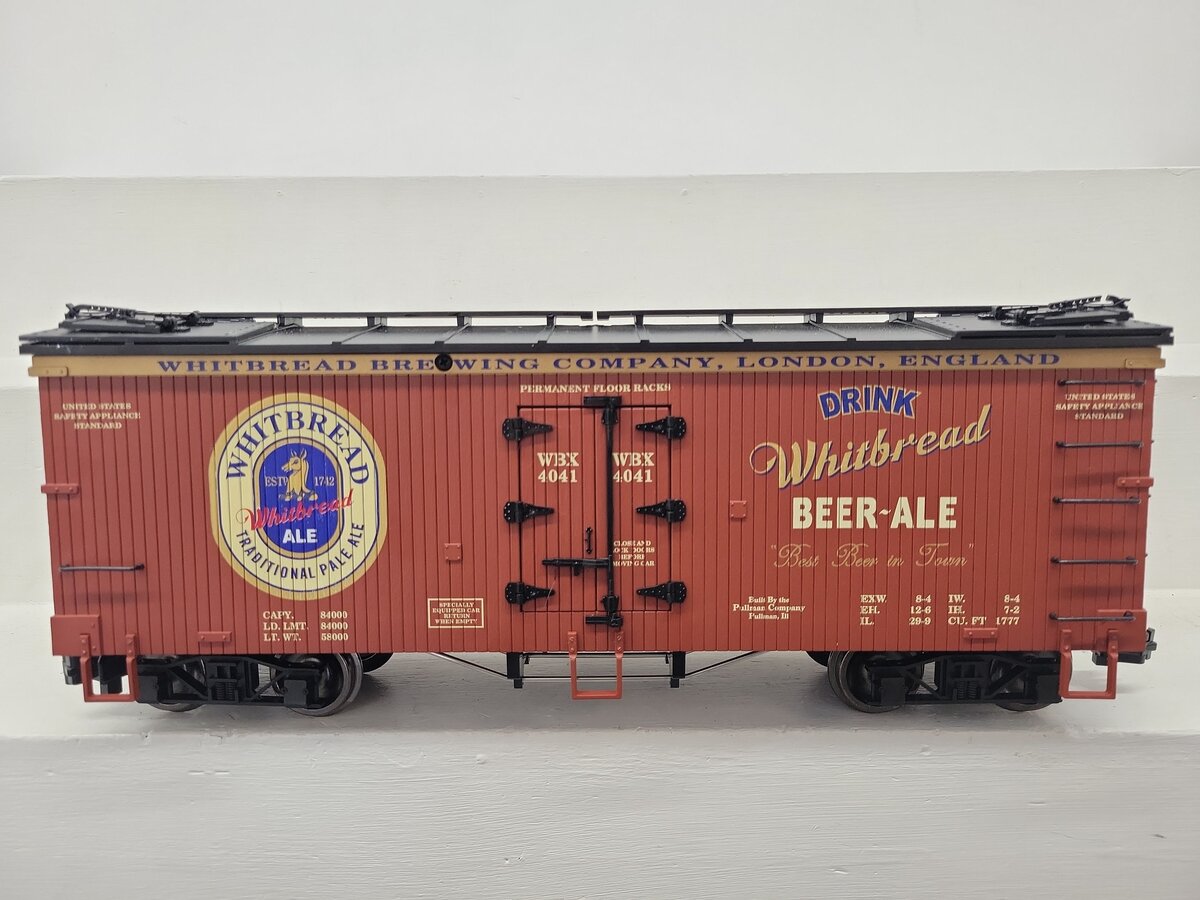 USA Trains 16398 G Scale Whitebread Pale Ale Refrigerator Car EX