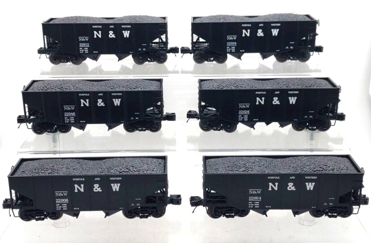 MTH 20-90340 O Norfolk & Western Premier Fish Belly Hopper Car Set (Set of 6) LN