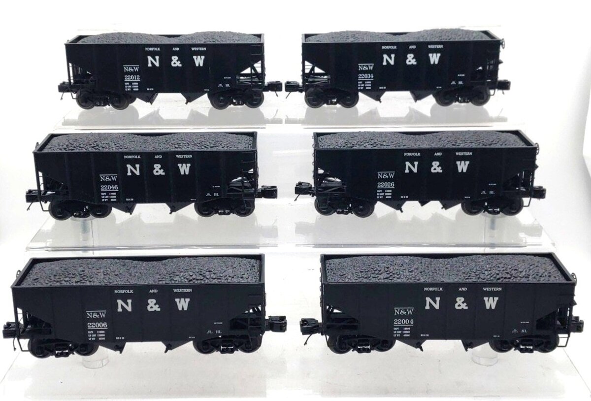 MTH 20-90340 O Norfolk & Western Premier Fish Belly Hopper Car Set (Set of 6) LN