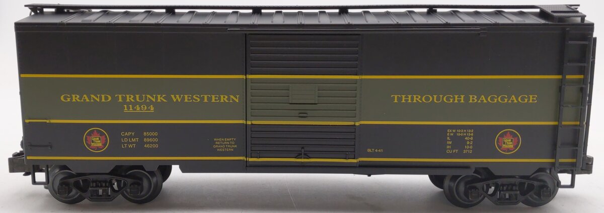 Weaver EBC67LD O Gauge Grand Trunk Western Boxcar #11493 (3 Rail) EX/Box