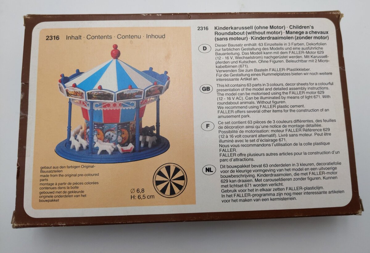 Faller 2316 N Scale Children’s Merry-Go-Round Plastic Kit LN/Box
