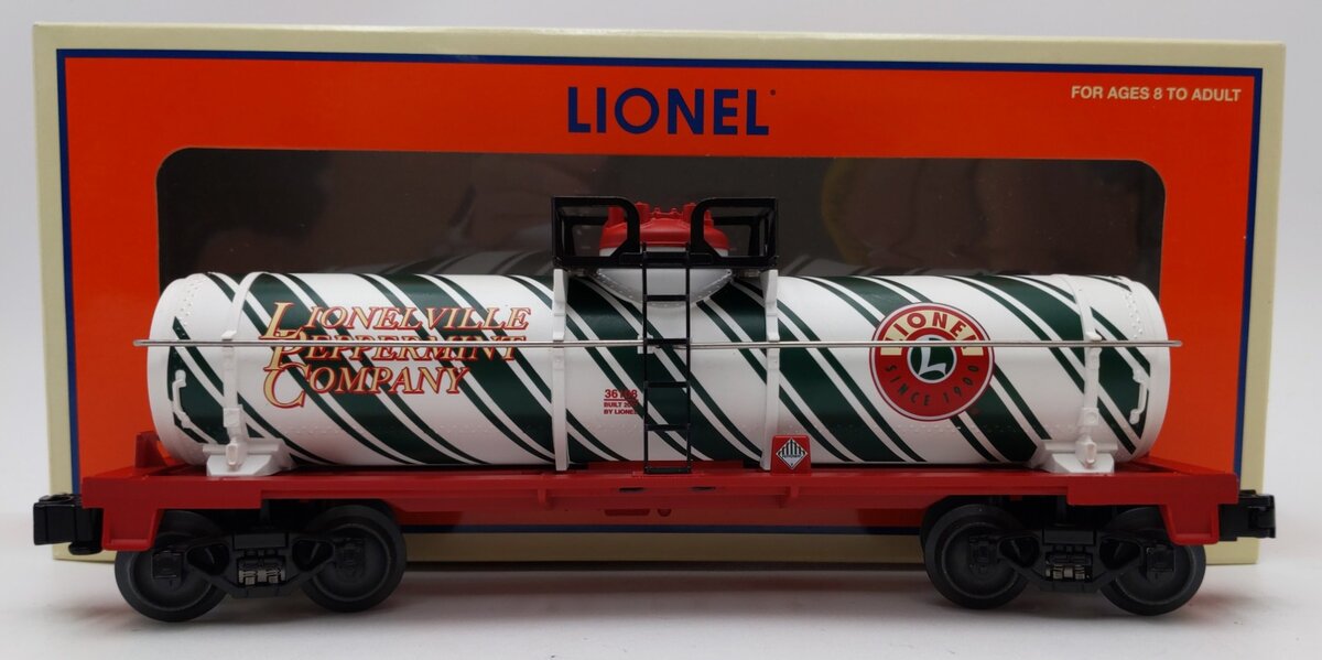 Lionel 6-36108 O Gauge Candy Cane Single Dome Tank Car LN/Box