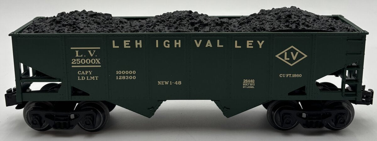 Lionel 6-26440 O Gauge Lehigh Valley 2-Bay Hopper w/ Coal Load #25000X EX