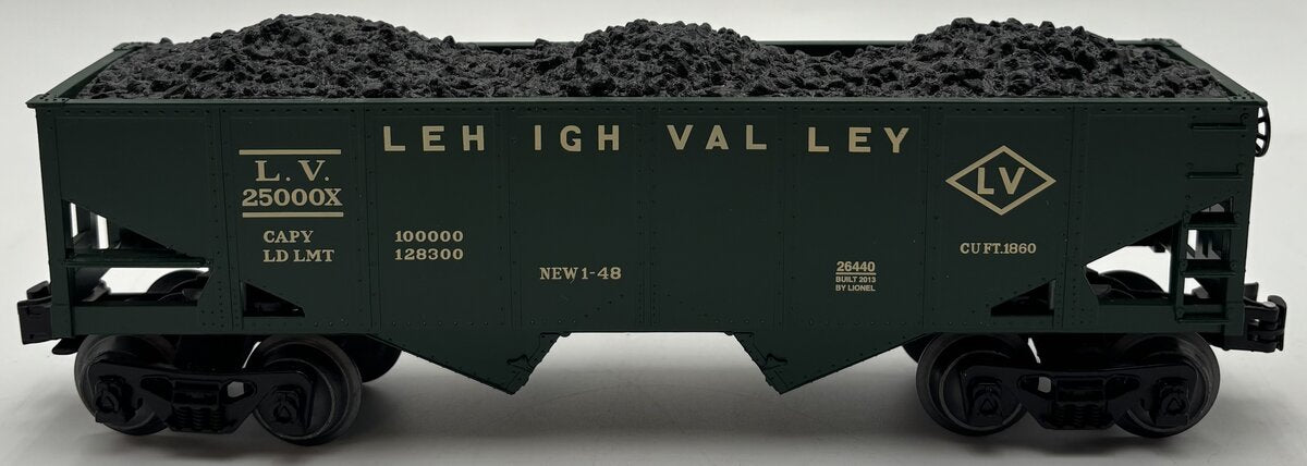 Lionel 6-26440 O Gauge Lehigh Valley 2-Bay Hopper w/ Coal Load #25000X EX