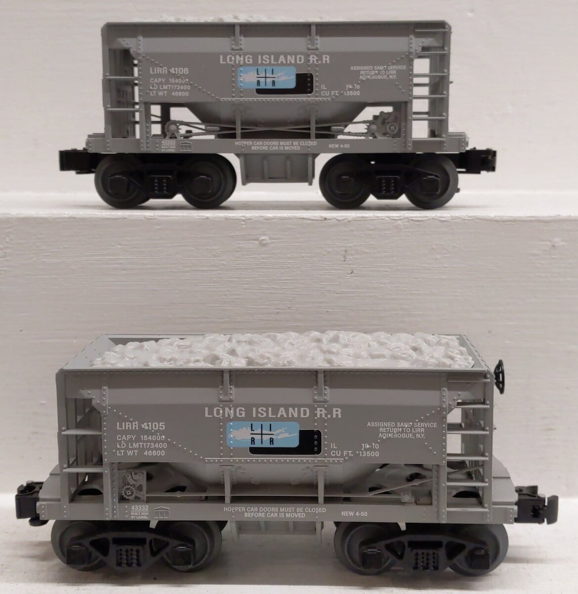 Lionel O Gauge Long Island Railroad Hopper Ore Cars: 4105 and 4105 [2] LN