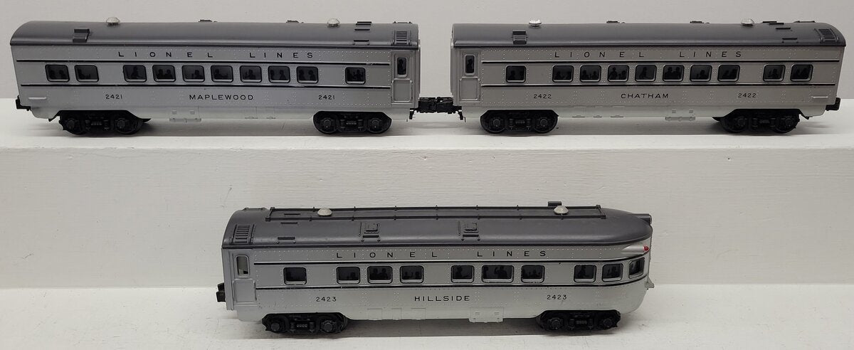 Lionel Vintage O Lionel Lines Illuminated Passenger Cars 2421, 2422, 2423 [3] VG