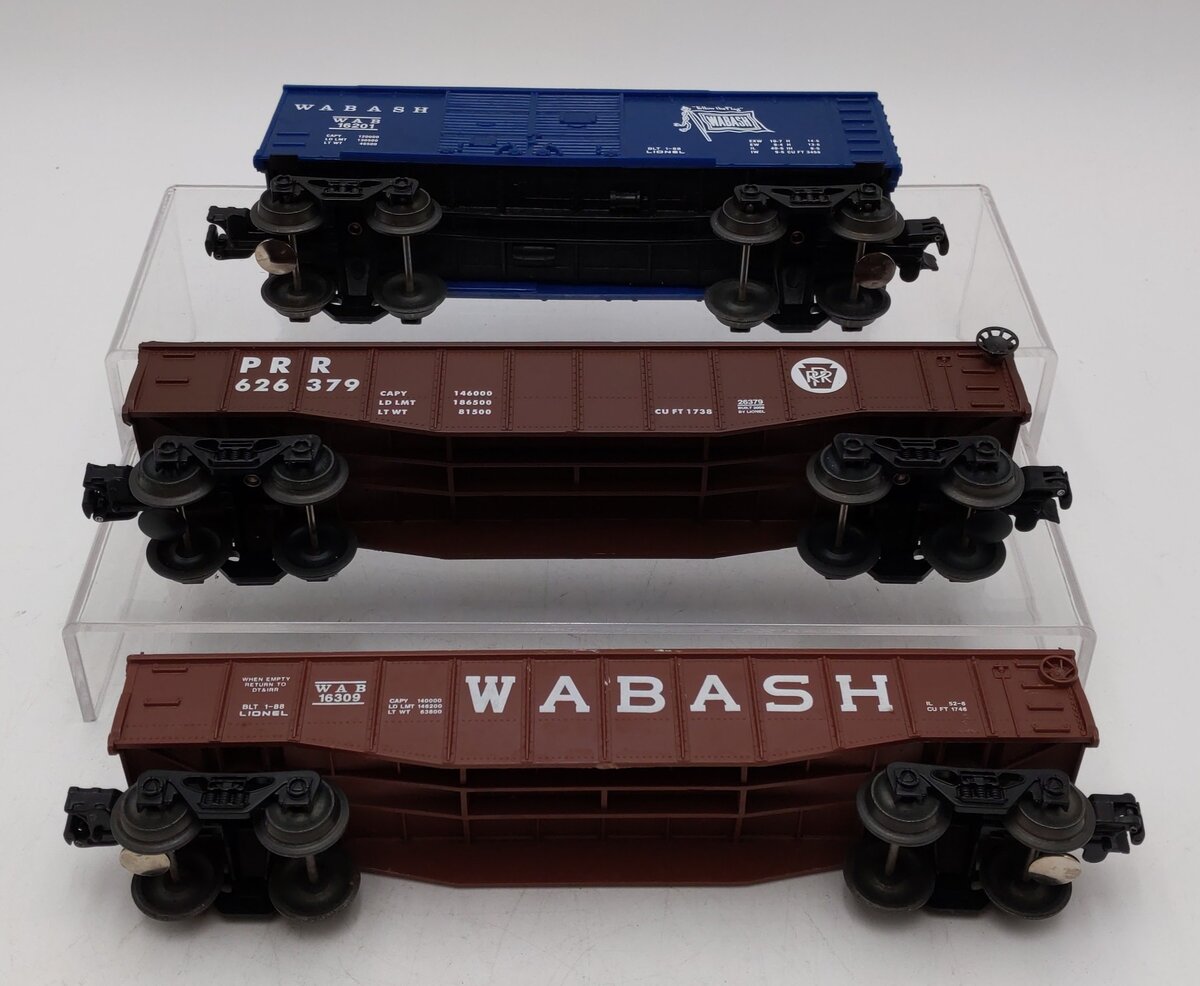 Lionel O Gauge Assorted Freight Cars: 6-16309, 6-26379, and 6-16201 [3] VG