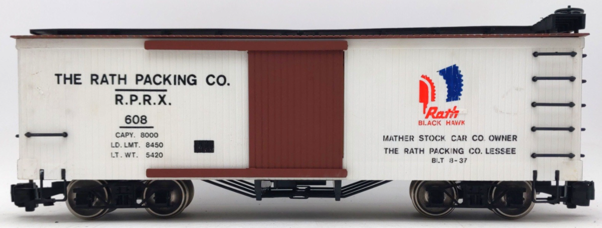 Bachmann 608 G Scale Rath Packing Co. Boxcar (Metal Wheels) EX