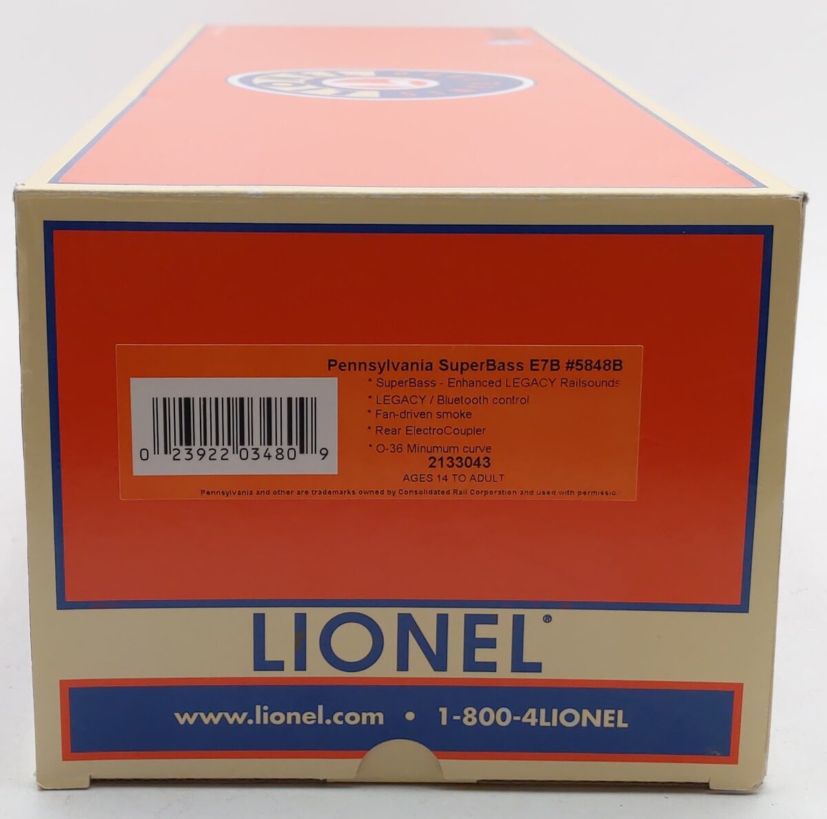 Lionel 2133043 O Pennsylvania Legacy SuperBass E7B Diesel Locomotive #5848B EX/Box