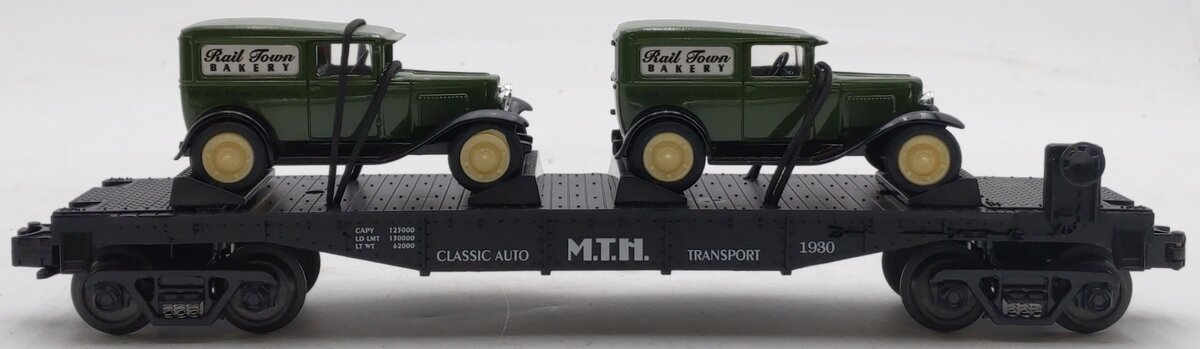 MTH 30-7671 O Gauge MTH Transport Flatcar W/Ertl '30 1/2 Ton Panel Van EX/Box