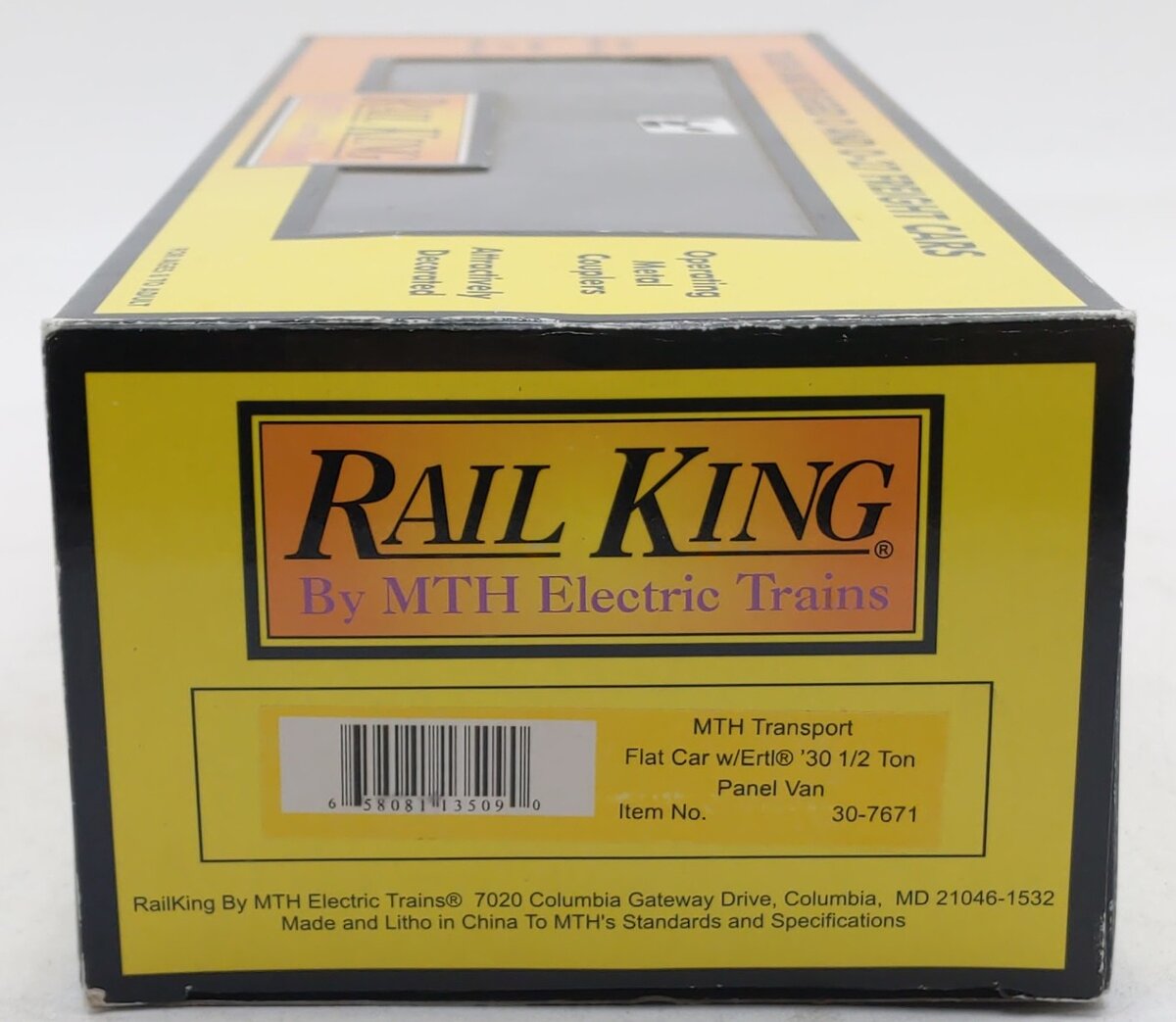 MTH 30-7671 O Gauge MTH Transport Flatcar W/Ertl '30 1/2 Ton Panel Van EX/Box