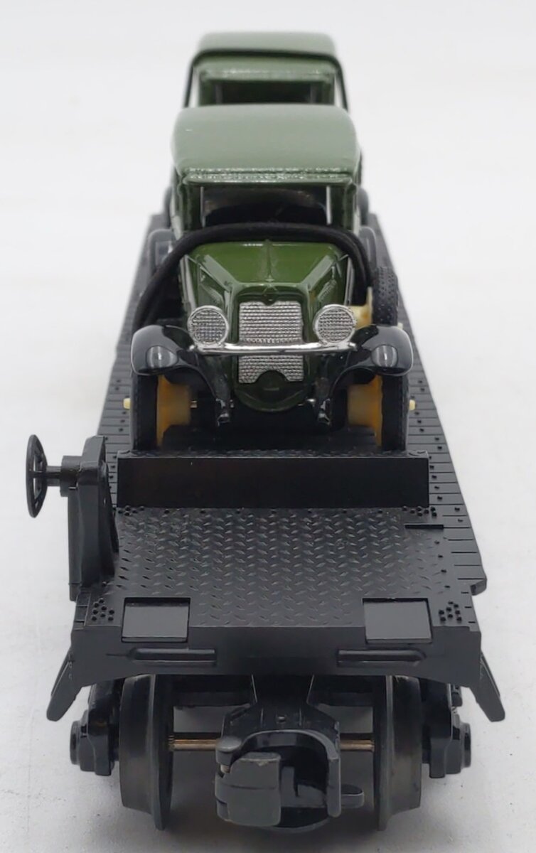MTH 30-7671 O Gauge MTH Transport Flatcar W/Ertl '30 1/2 Ton Panel Van EX/Box