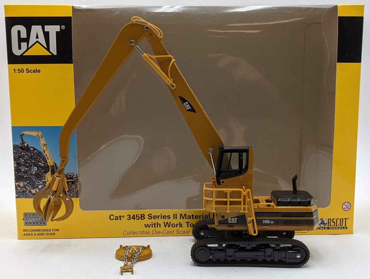 Norscot 55080 1:50 Diecast CAT 345B Series II Material Handler W/Work Tools LN/Box