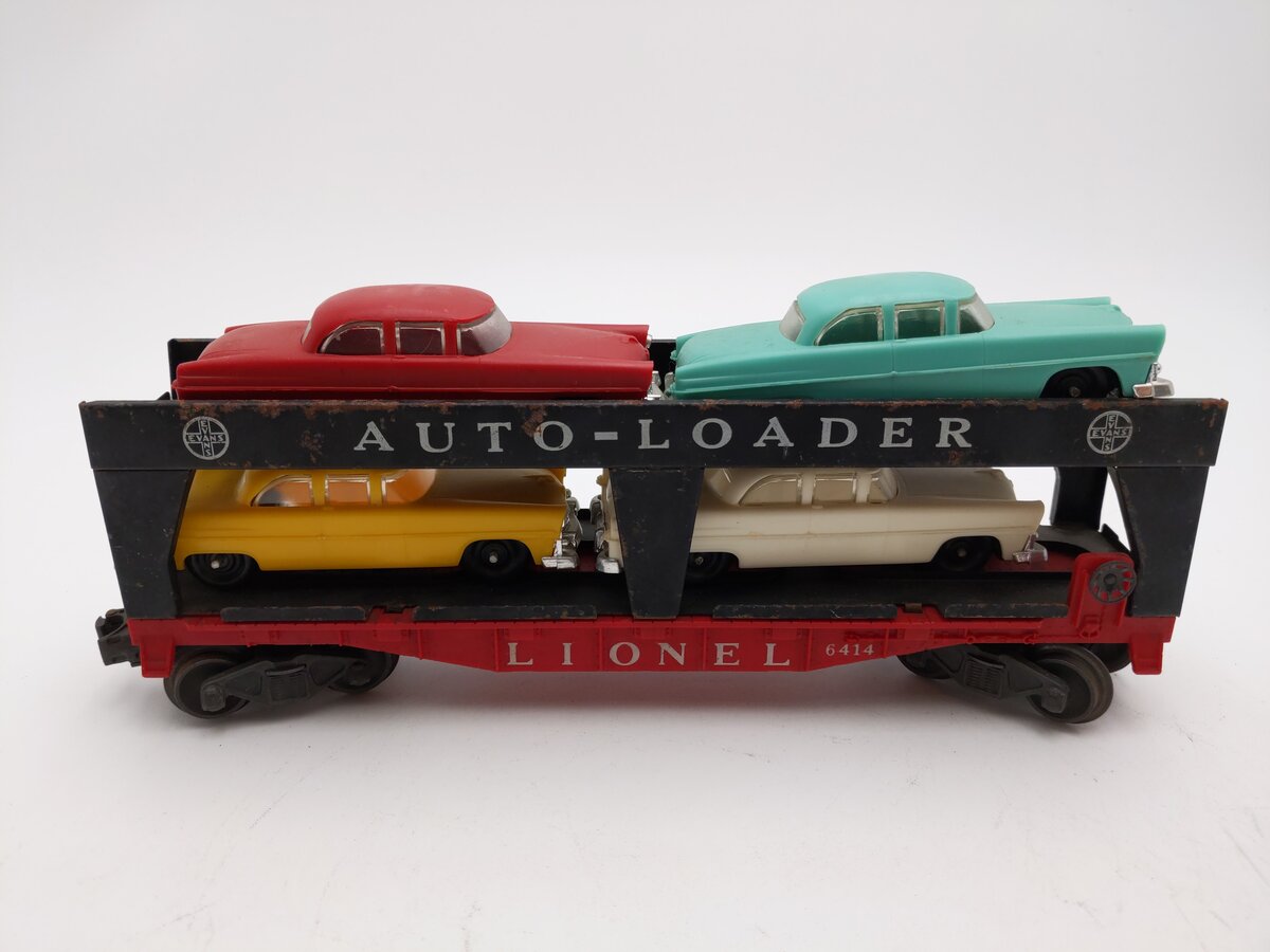 Lionel 6414 Vintage O Evans Autoloader with 4 Automobiles EX
