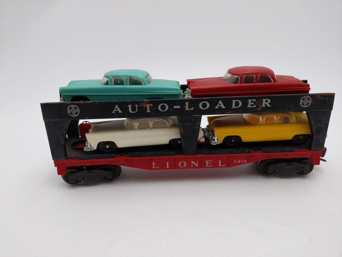 Lionel 6414 Vintage O Evans Autoloader with 4 Automobiles EX