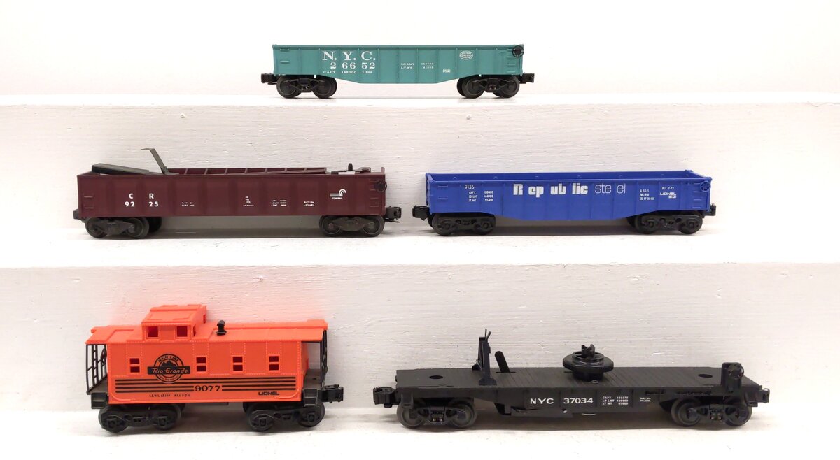 Lionel O Gauge Assorted Freight Cars [5] VG