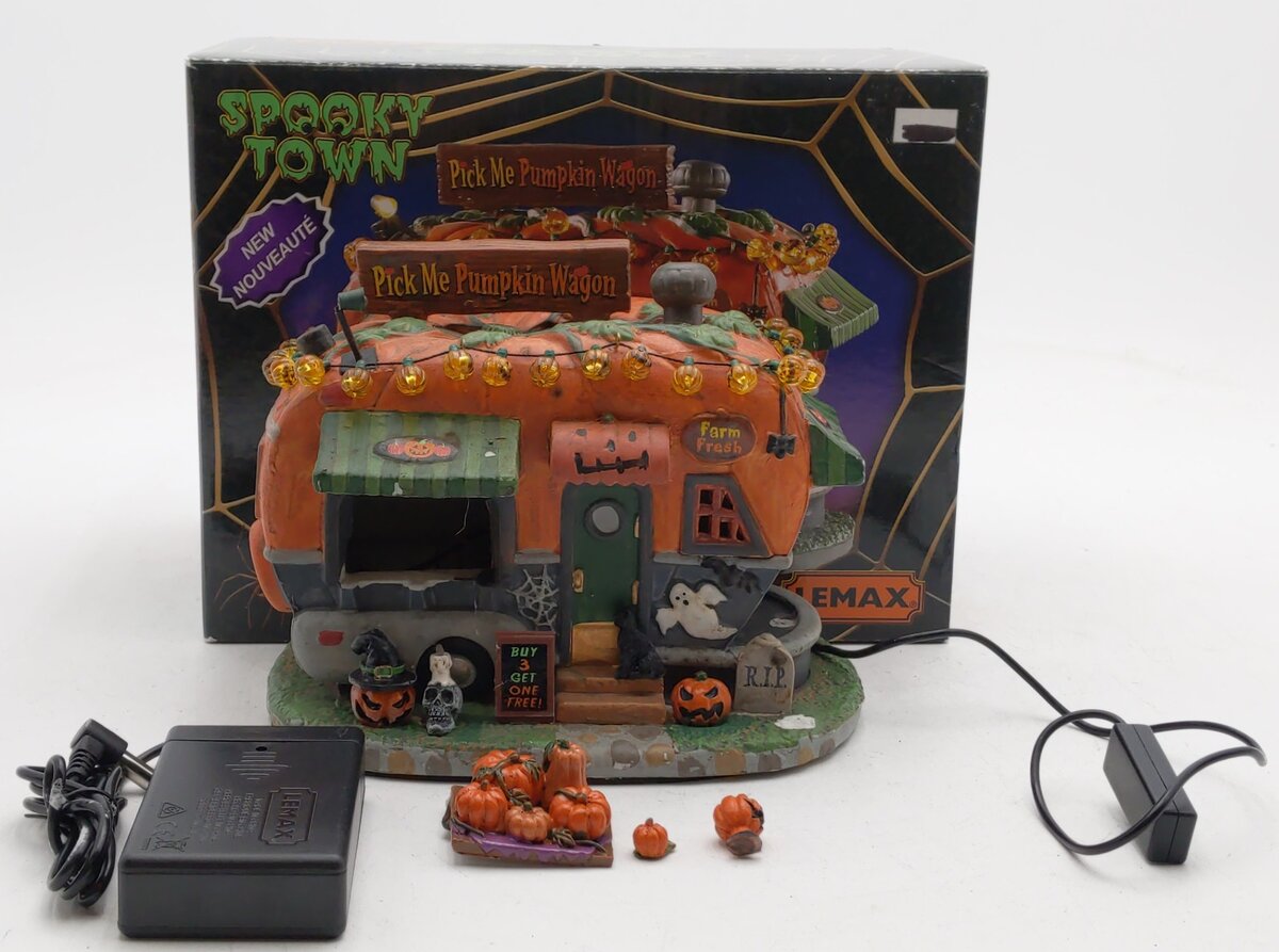 Lemax 95444 Spooky Town Pick Me Pumpkin Wagon EX/Box