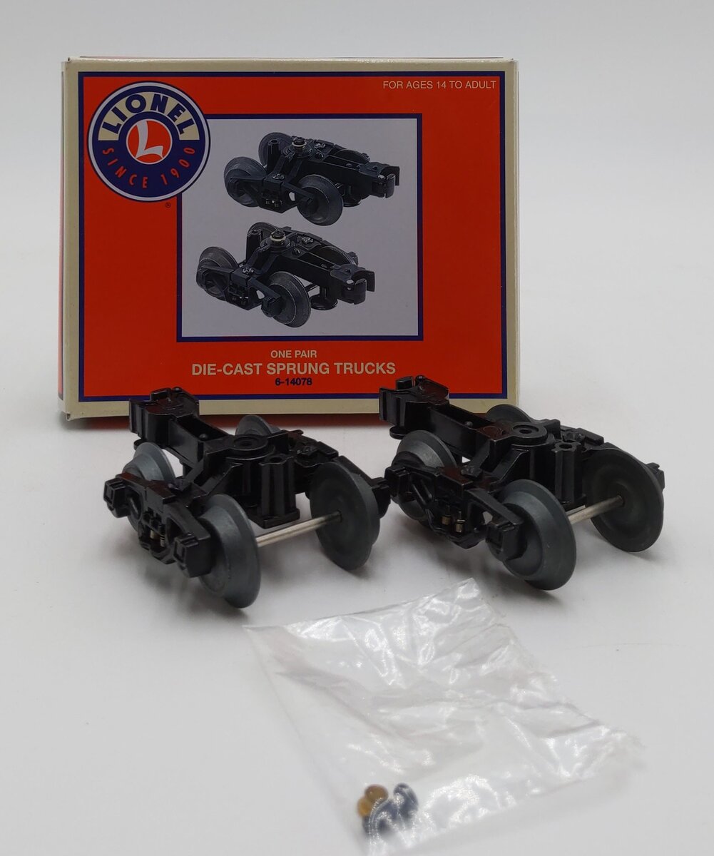Lionel 6-14078 O Diecast Metal Sprung Trucks (Pair of 2) LN/Box