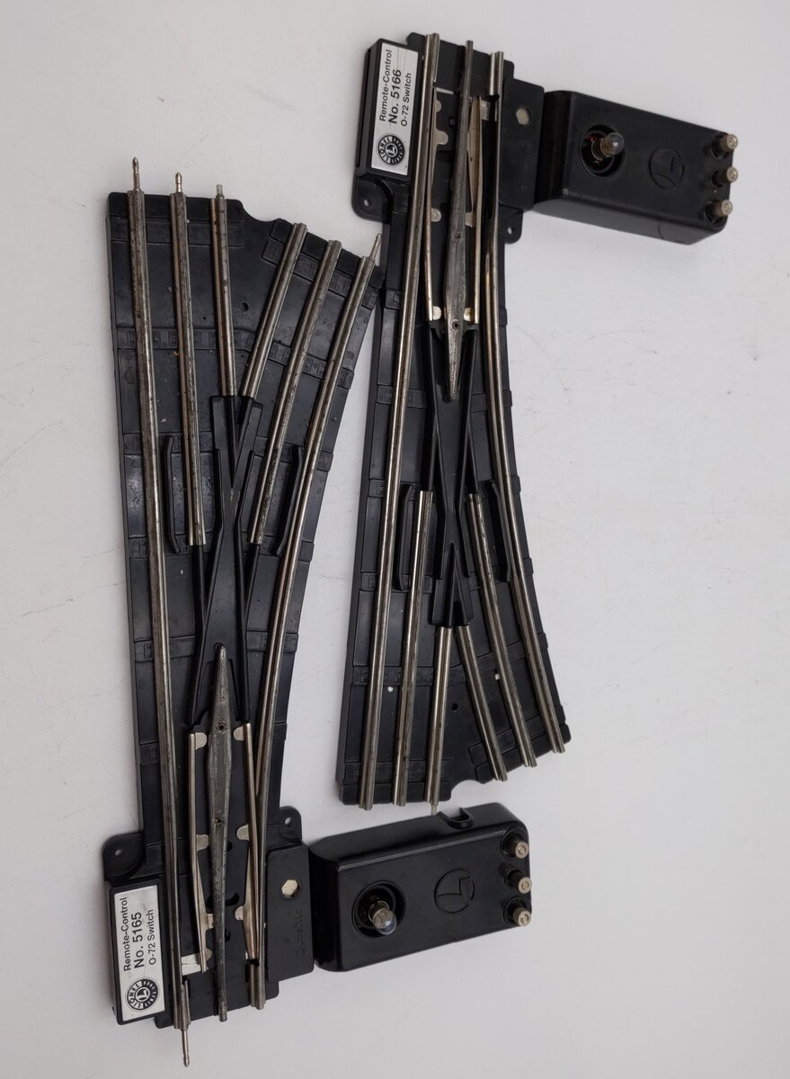 Lionel 6-5165/6-5166 O O72 Left & Right Hand Remote Switch Turnout EX