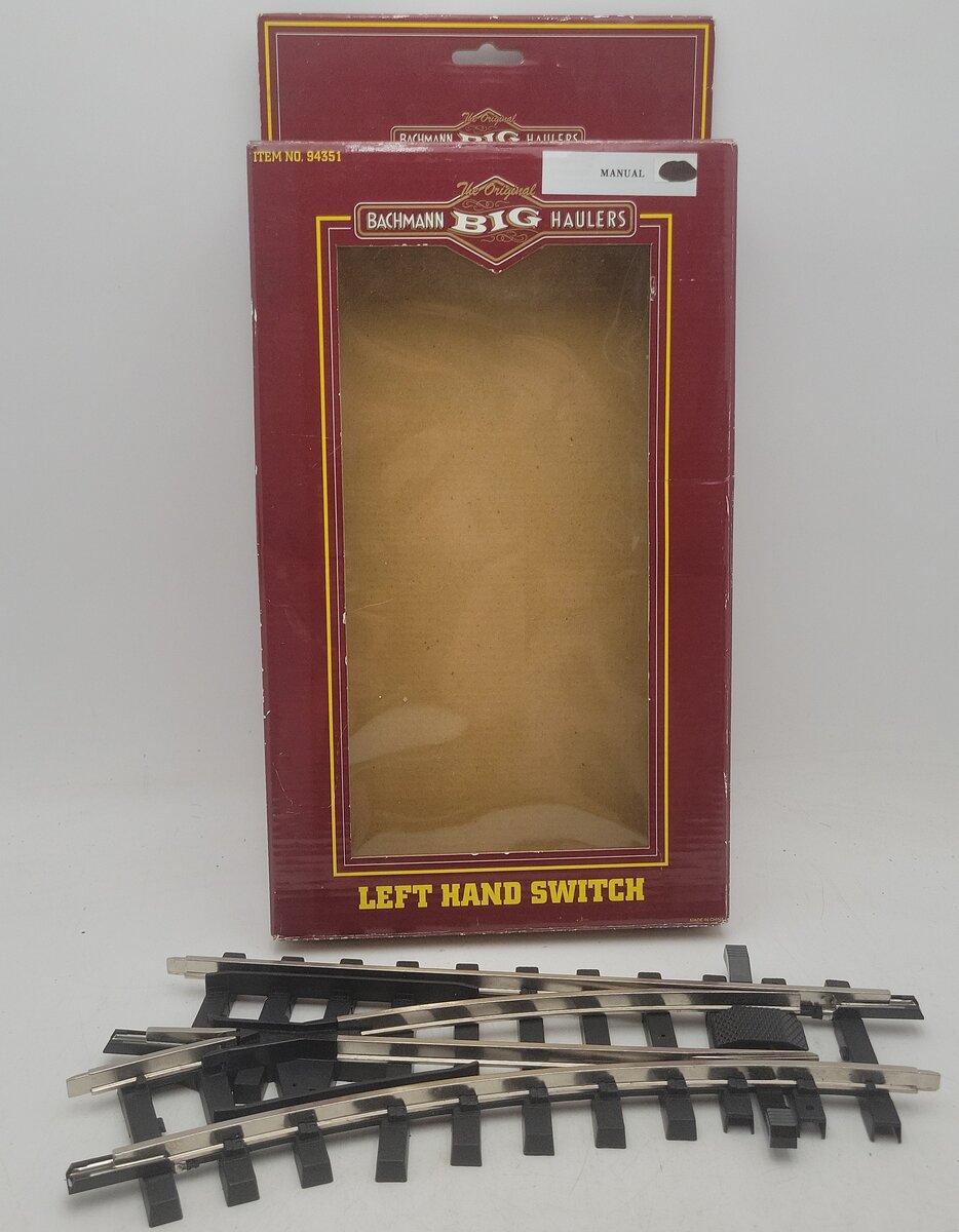Bachmann 94351 G Left-Hand Manual Switch Turnout Steel Track EX/Box