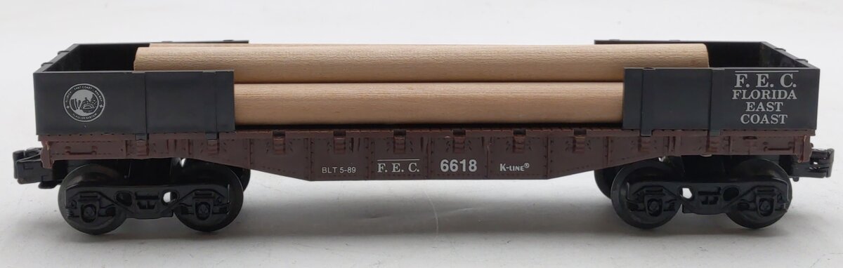 K-Line K6627 O Gauge Florida East Coast Bulkhead Flat #6618 EX/Box