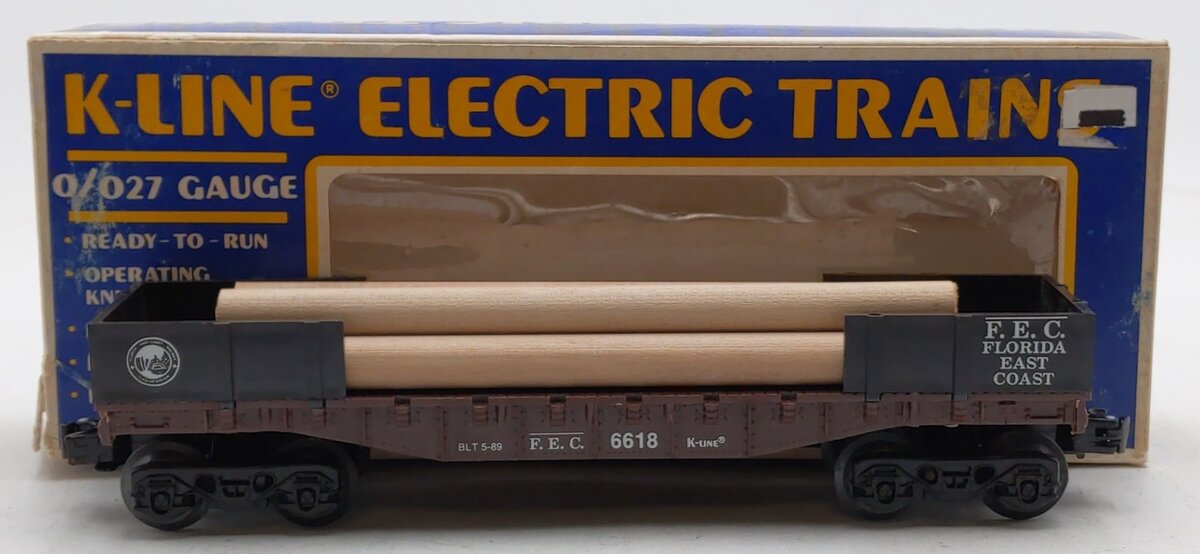 K-Line K6627 O Gauge Florida East Coast Bulkhead Flat #6618 EX/Box