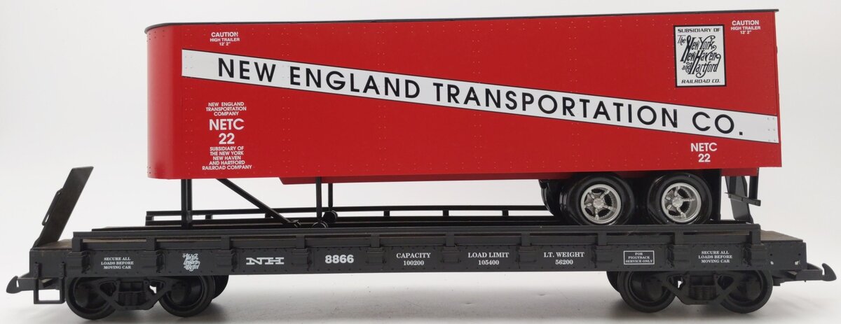 USA Trains 17011 G New England Transportation Piggyback Flatcar with Trailer EX
