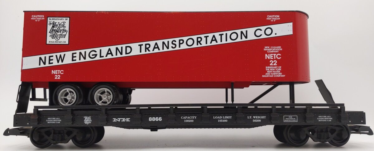 USA Trains 17011 G New England Transportation Piggyback Flatcar with Trailer EX