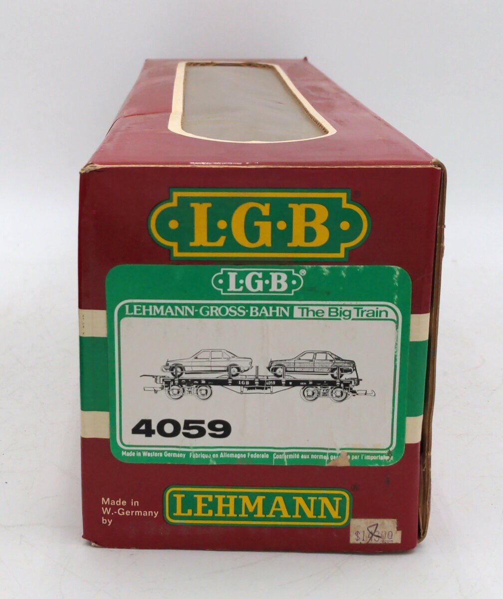 LGB 4059 G Scale Flatcar w/ 2 Mercedes Automobiles #4059 EX/Box