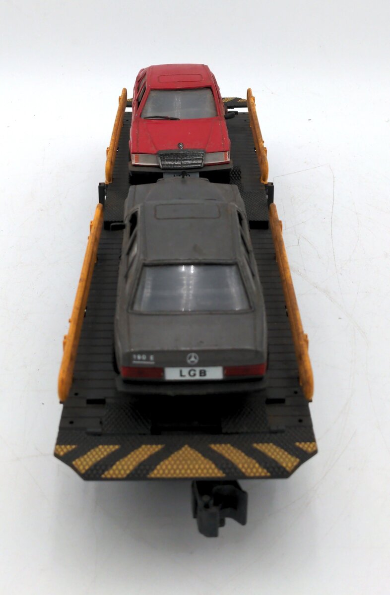 LGB 4059 G Scale Flatcar w/ 2 Mercedes Automobiles #4059 EX/Box