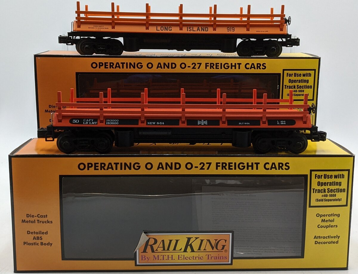 MTH 30-79589 O Operating Log Dump Car Set #919 & #8-54 LN/Box