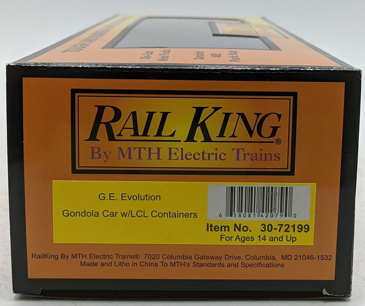 MTH 30-72199 O G.E. Evolution Gondola Car with LCL Containers #2019 EX/Box