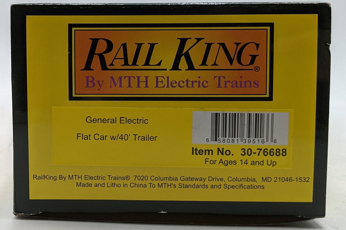 MTH 30-76688 O General Electric Flat Car w/ 40' Trailer LN/Box