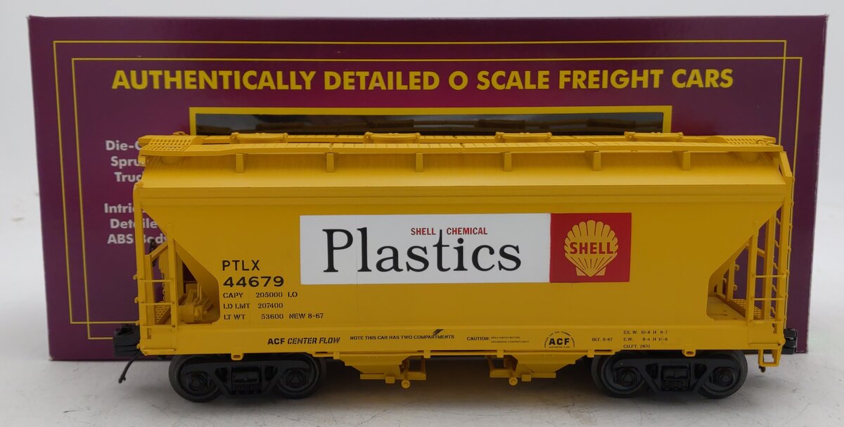 MTH 20-97927 O Gauge Shell Plastics Premier 2-Bay Centerflow Hopper Car #44679 EX/Box